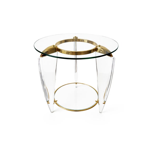 Italian Acrylic and Brass Side Table, 1960s For Sale - Image 11 of 15