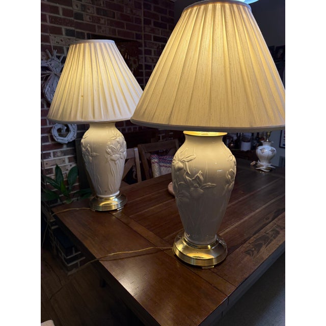 1990s Lenox Iris Table Lamps - a Pair For Sale - Image 15 of 15