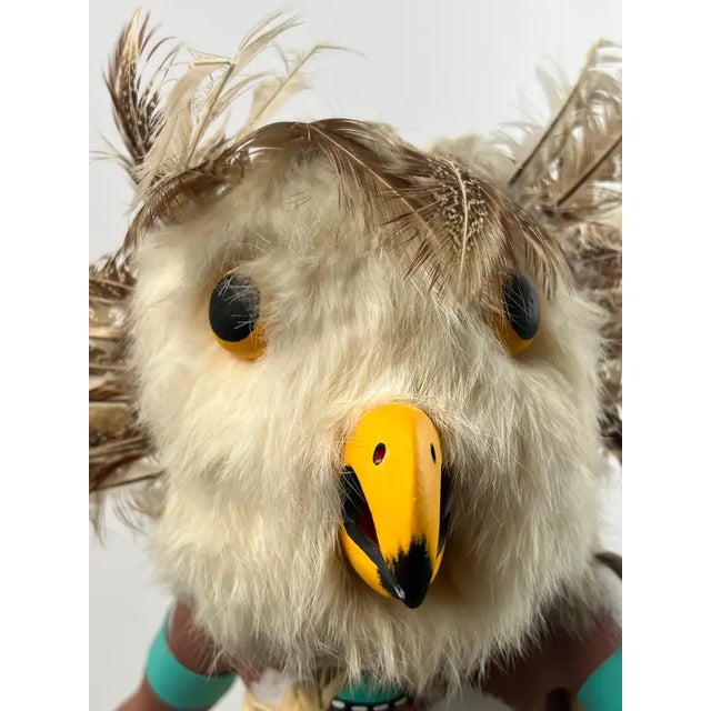 Hopi Owl Kachina Native American Carved Wood Figure, Signed, Late 20th Century 1990's For Sale - Image 9 of 18