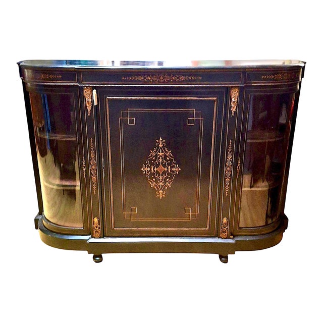 Mid 19th Century Napoleon III Second Empire Ebonized and Inlaid Credenza For Sale