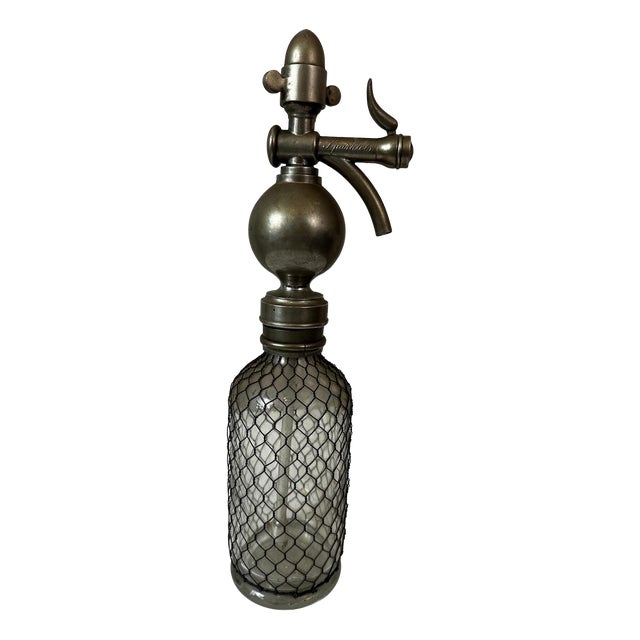 Vintage Siphon in Glass and Metal, 1900 For Sale