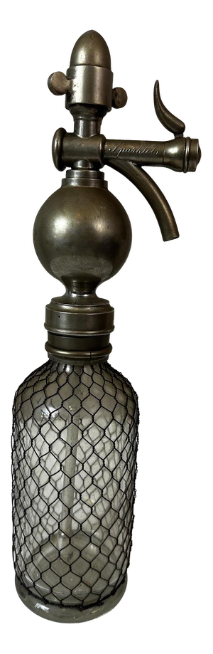 Vintage Siphon in Glass and Metal, 1900