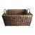 Vintage Water Hyacinth Woven Reed Basket + Brass Handles For Sale