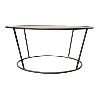 New Round Coffee Table With Metal Structure and Glass Top For Sale
