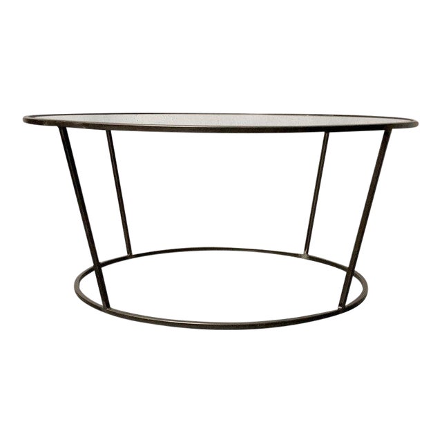 New Round Coffee Table With Metal Structure and Glass Top For Sale