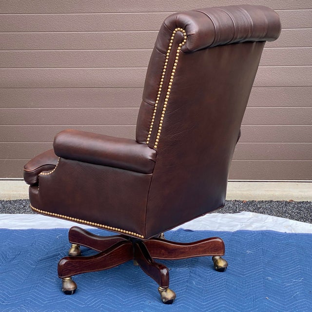 Hancock & Moore Tufted Brown Leather Executive Swivel Tilt Desk Chair