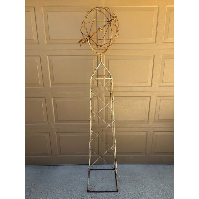 Late 20th Century Large Classical White Iron Armillary Sphere Garden Sculpture on Stand For Sale - Image 10 of 14