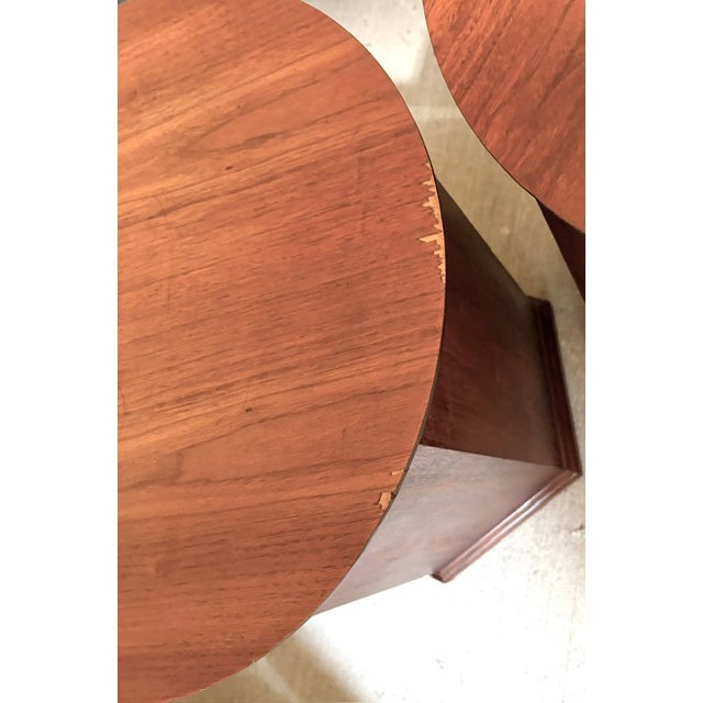Mid Century Octagonal Walnut End Tables, Floor Speakers For Sale - Image 9 of 11
