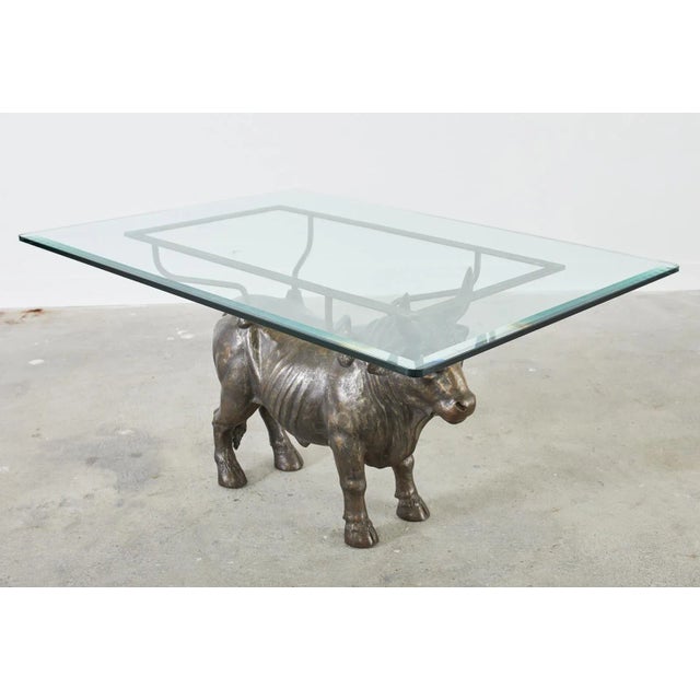 French 19th Century French Bronzed Iron Bull Dining Table For Sale - Image 3 of 13