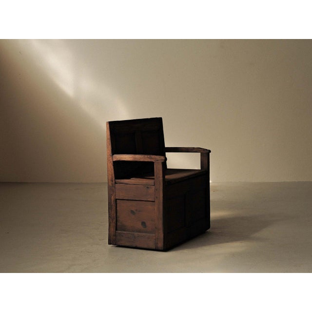 Antique French Folk Bench with Storage Chest in Wood For Sale - Image 6 of 14