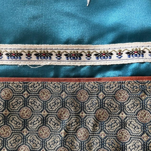 Teal Set 2 Vintage Mid-Century Asian Inspired Embroidered Accent Pillow Covers For Sale - Image 8 of 9