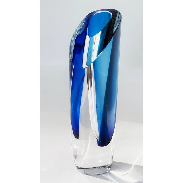 Goran Warff Kosta Boda Saraband Heavy Crystal Vase/Art Sculpture Blue and Teal 11" Tall 5.3 LBS For Sale - Image 13 of 18