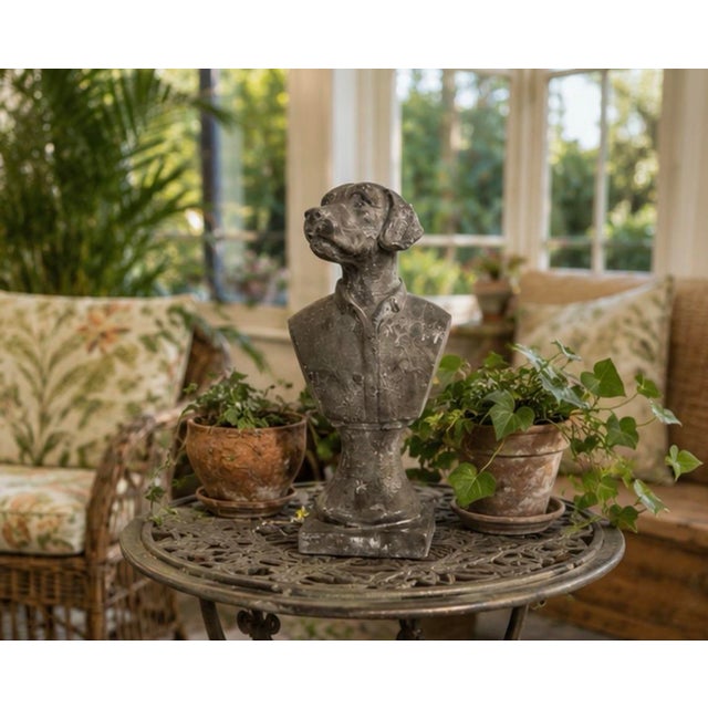 Vintage Anthropomorphic Cast Iron Dog Bust Sculpture With Weathered Patina For Sale - Image 9 of 12