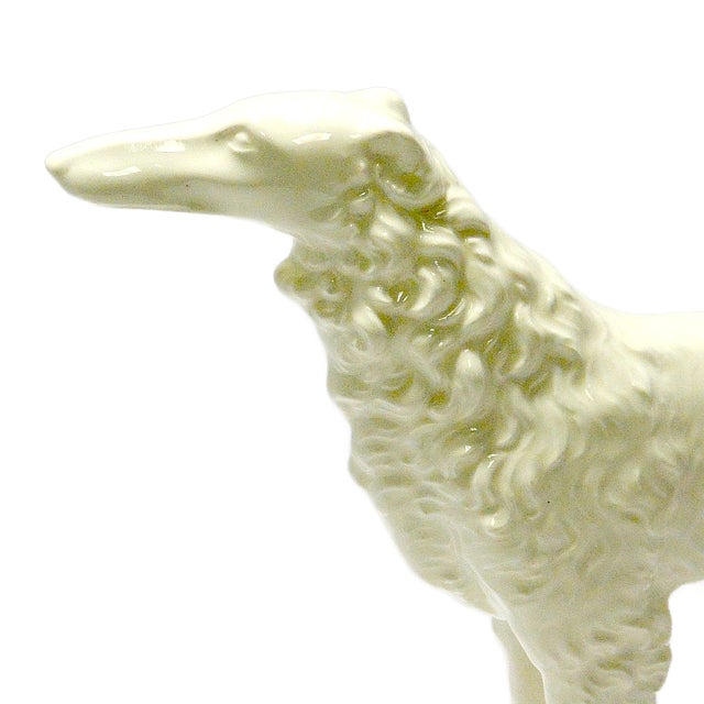 Mid-Century Large Art Deco White Porcelain Borzoi Figurine For Sale - Image 4 of 9