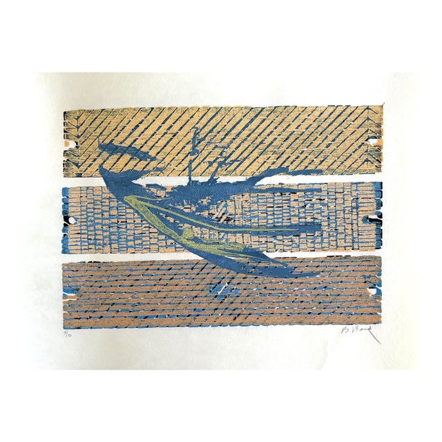 Barbara Beck Abstract Mid Century Modern Woodblock Print on Paper - Signed/Numbered/Unframed For Sale