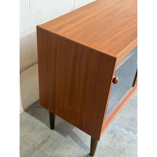 Pair of Danish Mid Century Modern Teak Glass Door Cabinets Display Credenzas Bookcases For Sale - Image 10 of 10