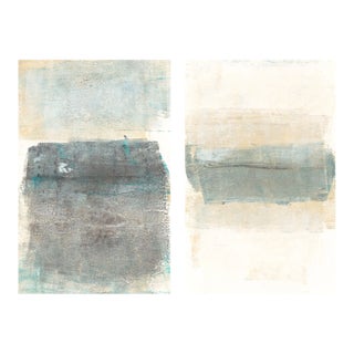 Mesas Diptych (2) 18*24r Prints Abstract Landscape Grey Almond Art by Carrie Bergey For Sale