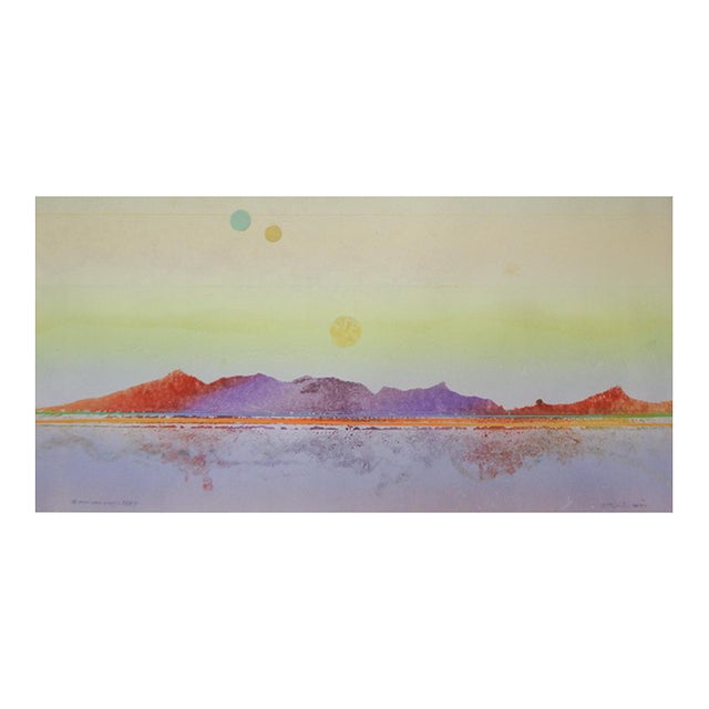 1982 Walter Crump Abstract Landscape Collograph Print For Sale