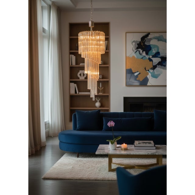 Large Murano Glass Trilobi Chandelier, Italy, 1960s For Sale - Image 3 of 10