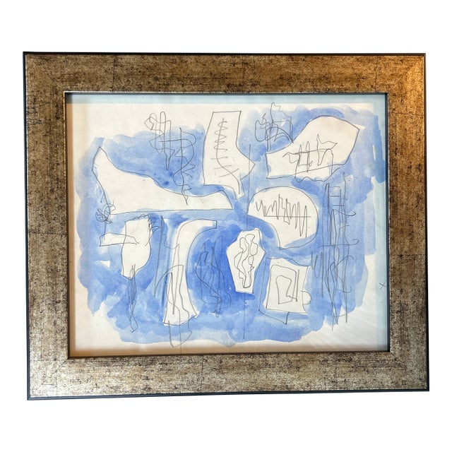 1970’s Original Abstract Watercolor Painting / Pencil Drawing For Sale