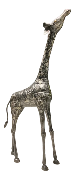 Modern Abstract Yearling Giraffe Patchwork Metal Sculpture