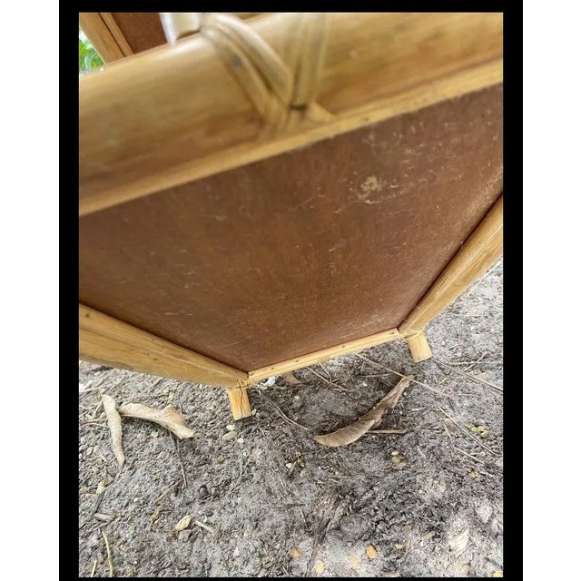 Bamboo Shelving Unit and Storage. Mid Century Modern Bamboo Display Shelf . Wicker and Bamboo Display Stand For Sale - Image 9 of 10