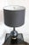 Black American Mid-Century Black Ceramic Table Lamp With Brass and Wood Base, 1960s For Sale - Image 8 of 10