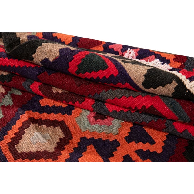 Red Mid-20th Century Vintage Kilim Runner Rug 4' 7" X 11'. For Sale - Image 8 of 13