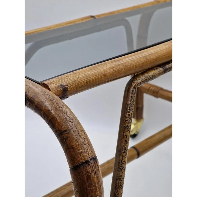 1960s Mid-Century Coffee Table in Bamboo and Rattan, 1960s For Sale - Image 5 of 10