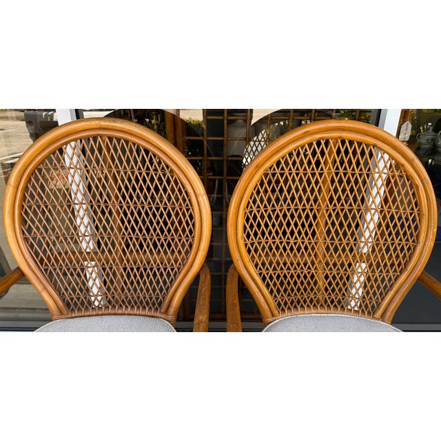 Pair of Sculptural Rattan Peacock Chairs From 70's For Sale - Image 4 of 7