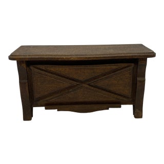 1920’s Primitive French Country Cherry Wood Jewelry Casket For Sale