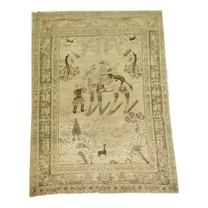 Antique Pictorial Persian Haji Jalili Tabriz Rug