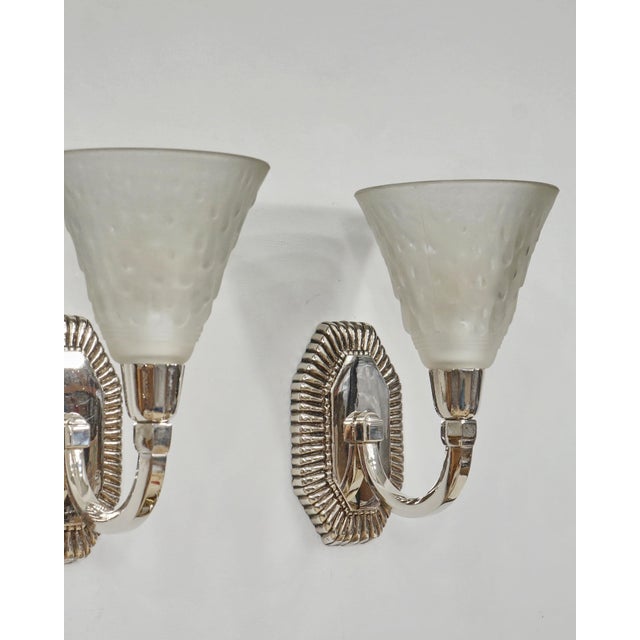 1920s French Art Deco Wall Sconces by Capon & Muller Freres 1930 France - A Pair For Sale - Image 5 of 13