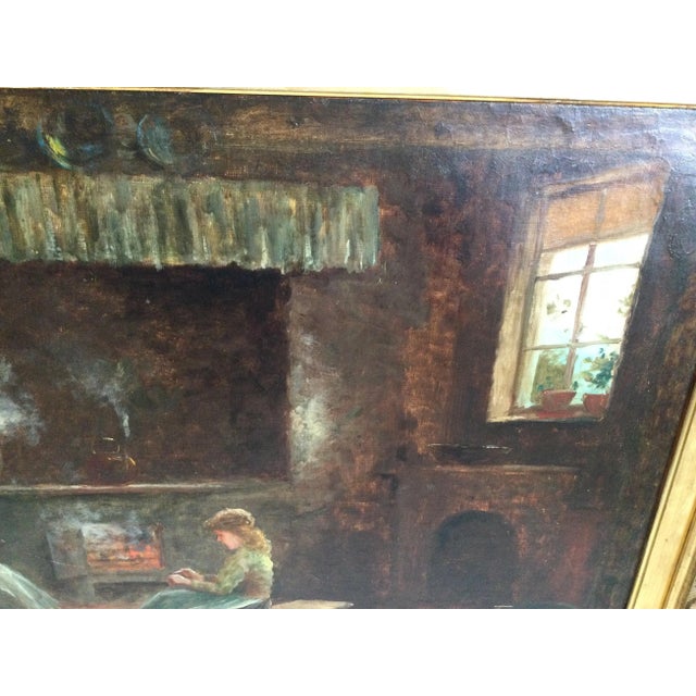 Late 19th Century Large Oil on Canvas Interior Scene in Original Gilt Frame Signed Marteli For Sale - Image 5 of 13