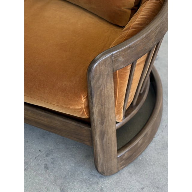1970s Sculptural Oak Barrel Back Sofa Attributed to Howard Furniture For Sale - Image 13 of 15