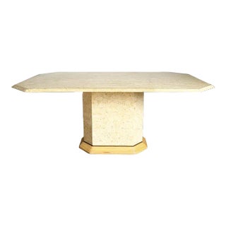 Postmodern Boho Tessellated Stone and Pencil Reed Dining Table For Sale