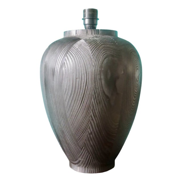 Large Blackened Wooden Lamp with Geometric Bas Reliefs, 1980 For Sale