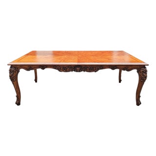 Vintage Custom 124" Carved French Extendable Walnut Dining Table For Sale