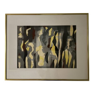 Matthieu Rosianu (French Romanian, 1897-1969) Original Painting Abstract Figures on Paper