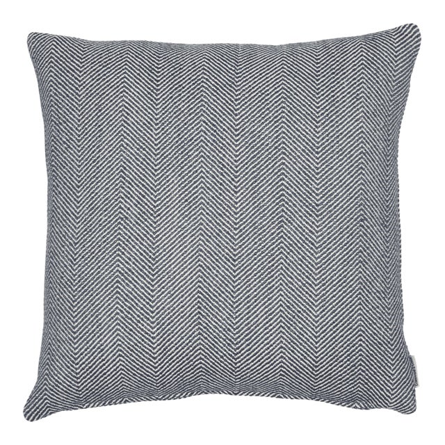 Blue Herringbone Woven Cushion With Feather Filler - 42x42cm (17"x17") For Sale