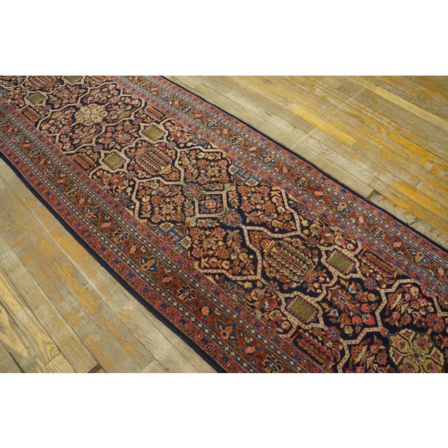 1920s Black Geometric Antique Persian Sarouk Rug 2' 7'' X 19' 0'' Handknotted Wool Carpet For Sale - Image 15 of 18