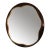 Sleek Round Mirror With Macassar Frame With Wavy Brushed Brass Details For Sale