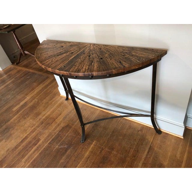Modern Wrought Iron and Repurposed Oak Console Table Chairish