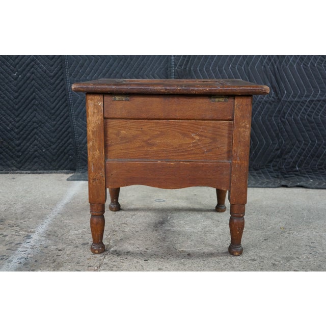 Antique Early American Primitive Oak Chamber Pot Commode Toilet Step Stool For Sale - Image 18 of 18