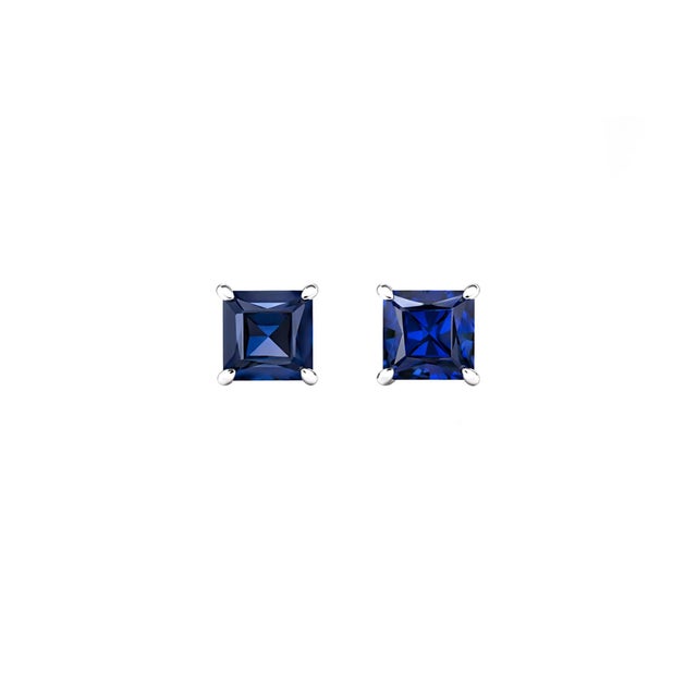 Set in platinum, these convertible earrings pair vivid square‑cut sapphires with pavé‑set diamonds, reinterpreting Art...