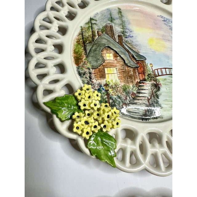 White English Traditional Cottage Hand Painted Decorative Plates, Set of 4 For Sale - Image 8 of 12