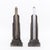 Donald Deskey (American, 1894-1989) Pair of Art Deco Skyscraper Andirons. 18" H x 17" W x 5.5" D. Provenance: From a West...