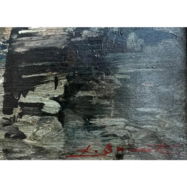 Ezelino Briante, Boats in the Port of Genoa, 1960s, Oil on Wood, Framed For Sale - Image 3 of 12