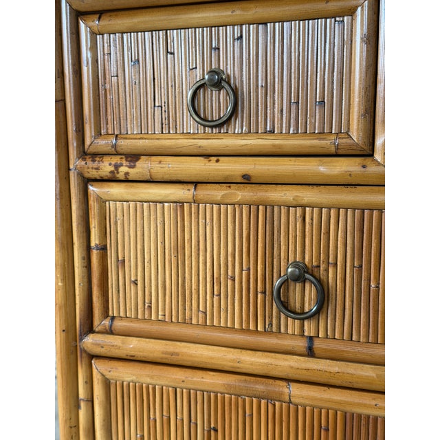 Contemporary Coastal Organic Modern Split Rattan Chest of Drawers by Milling Road for Baker For Sale - Image 3 of 12