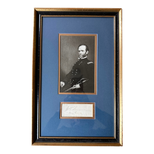 Framed William T. Sherman Portrait With Autograph, 19th Century Civil War Memorabilia